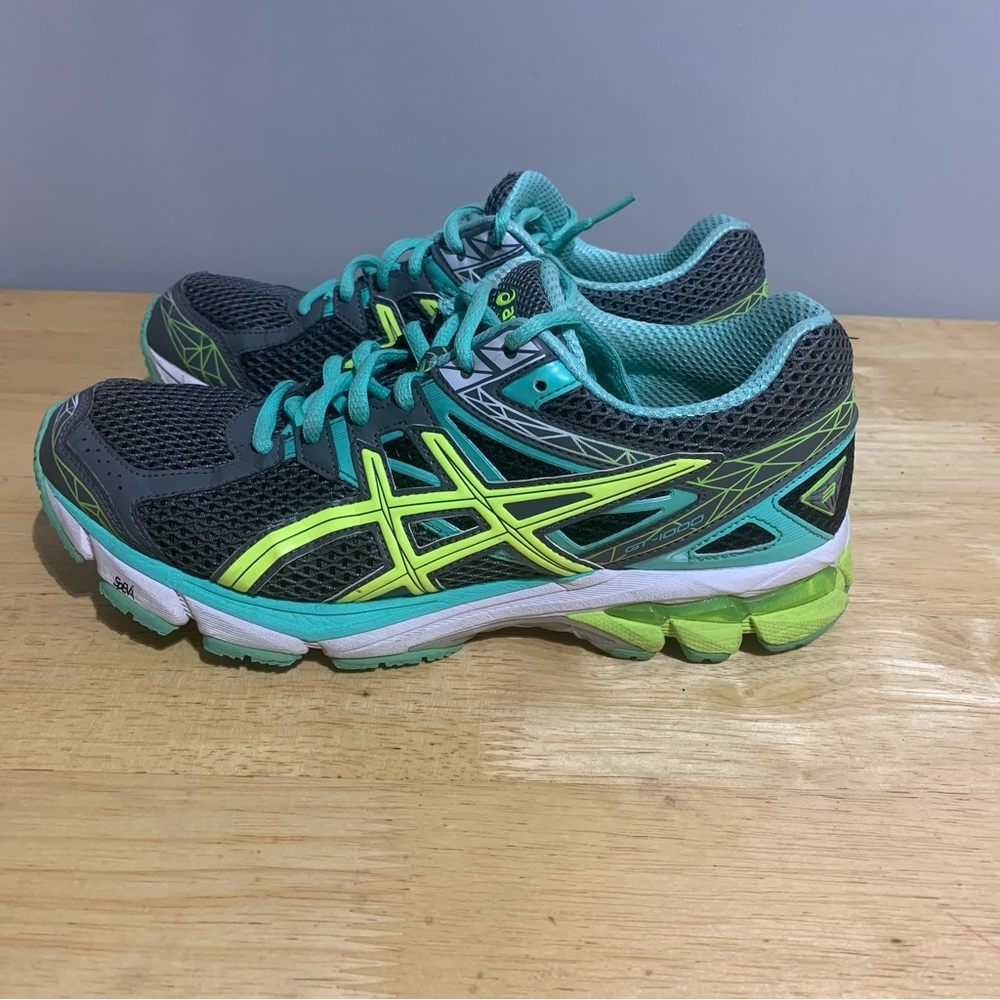 Asics GT-1000 Women's Size 9 Running‎ Shoes Charcoal Flash Yellow Mint